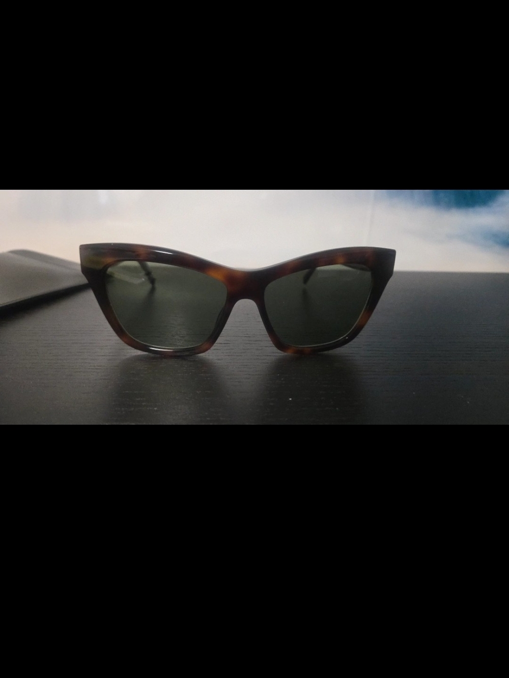 Yves Saint Laurent Tortoiseshell Cat-Eye Sunglasses with Green Lenses 56-15-140